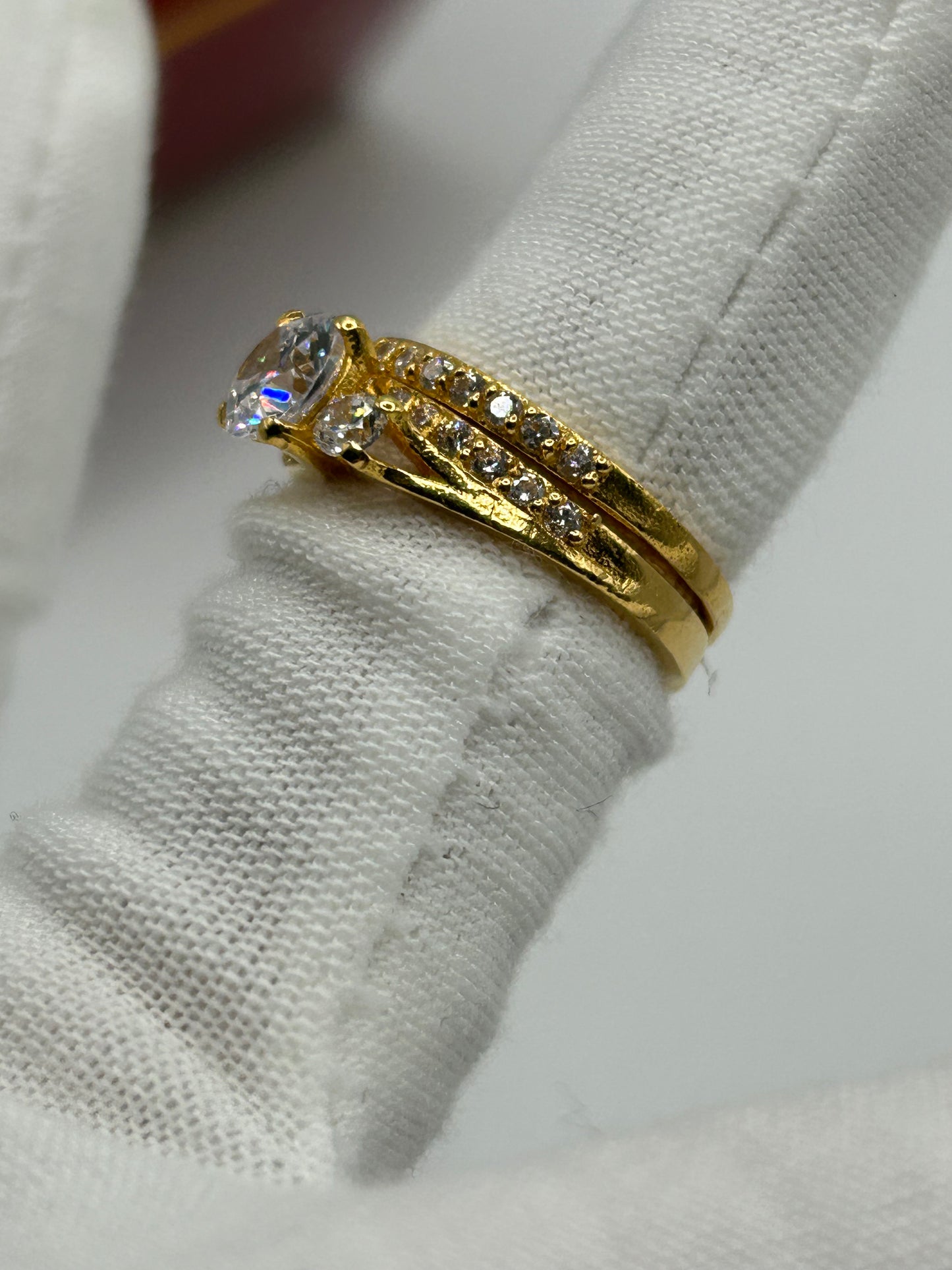 22ct Gold Double Set Ring - 6.0 grams (Hallmarked, Size L)
