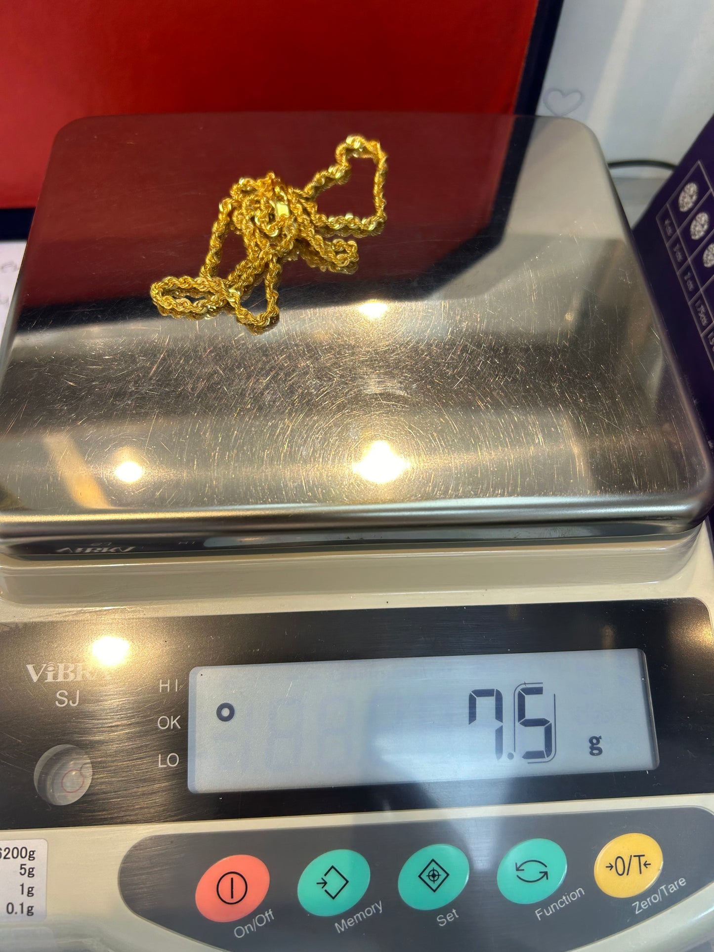 22ct Gold Rope Hollow Chain 7.5 grams Hallmarked