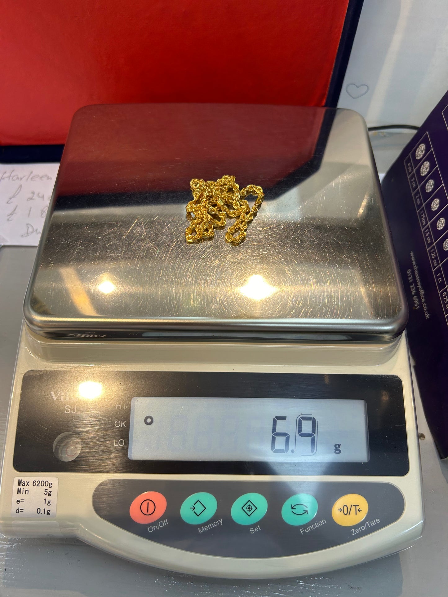22ct Gold Rope Hollow Chain 6.9 grams Hallmarked