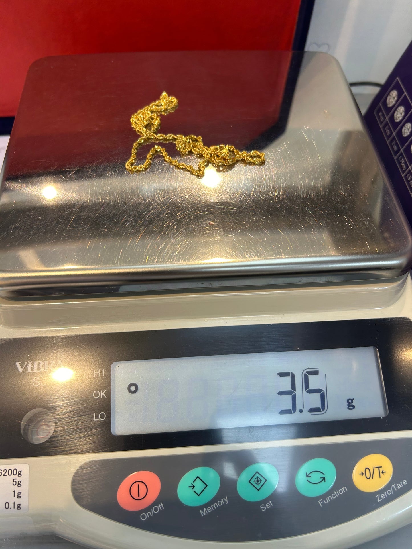 22ct Gold Rope Hollow Chain 3.5 grams Hallmarked
