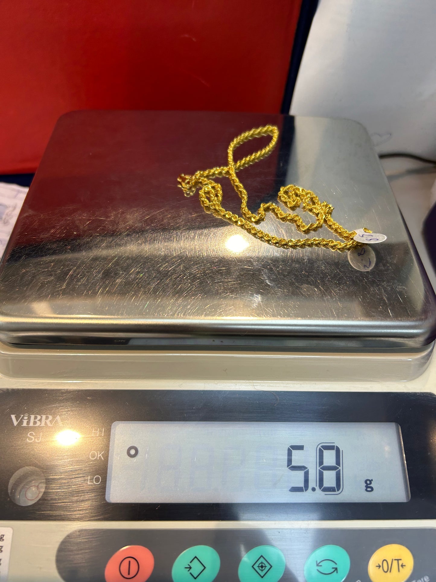 22ct Gold Hollow Rope Chain (5.8g, 20 Inches, Hallmarked)