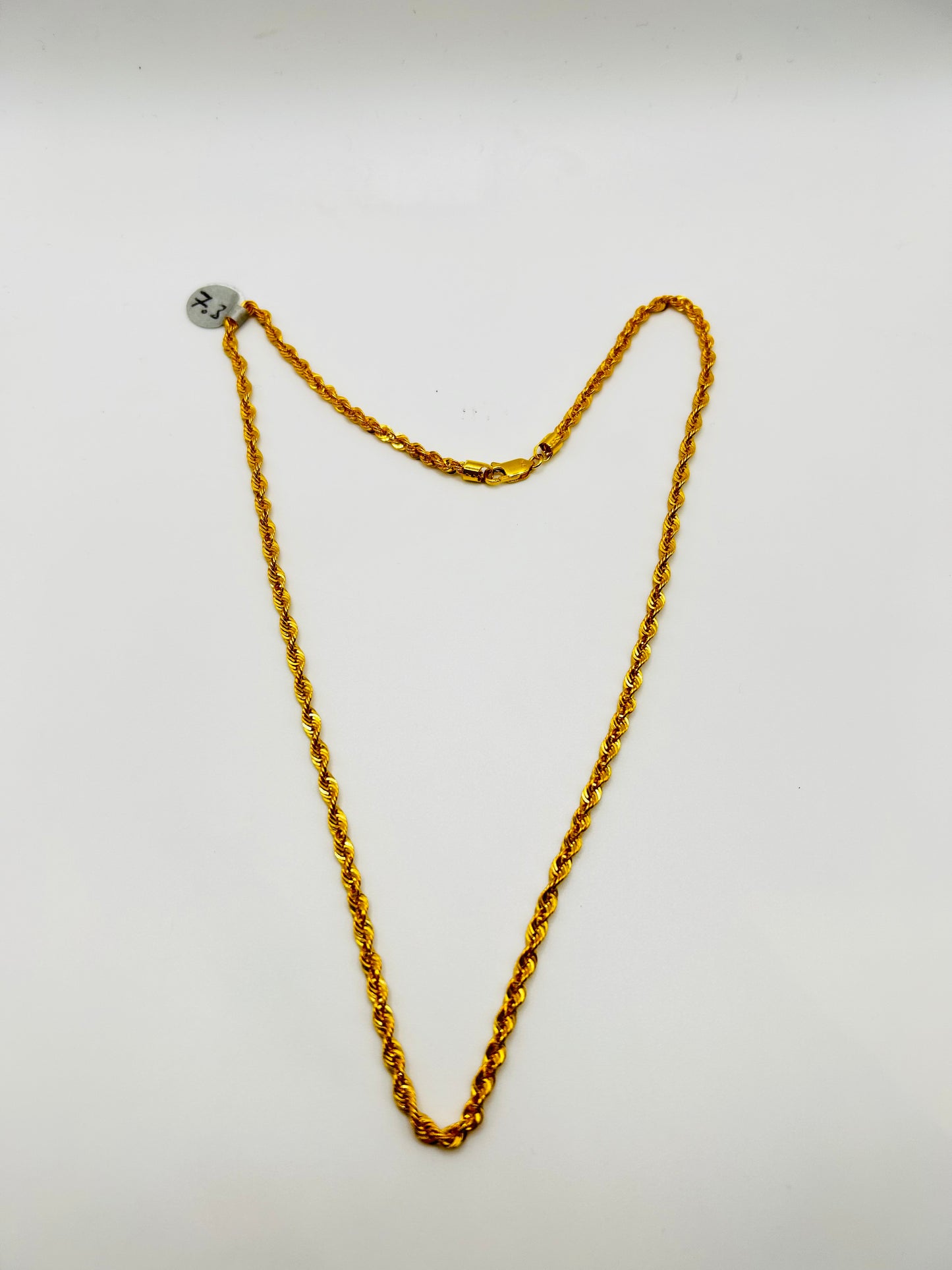 22ct Gold Hollow Rope Chain (7.3g, 20 Inches, Hallmarked)