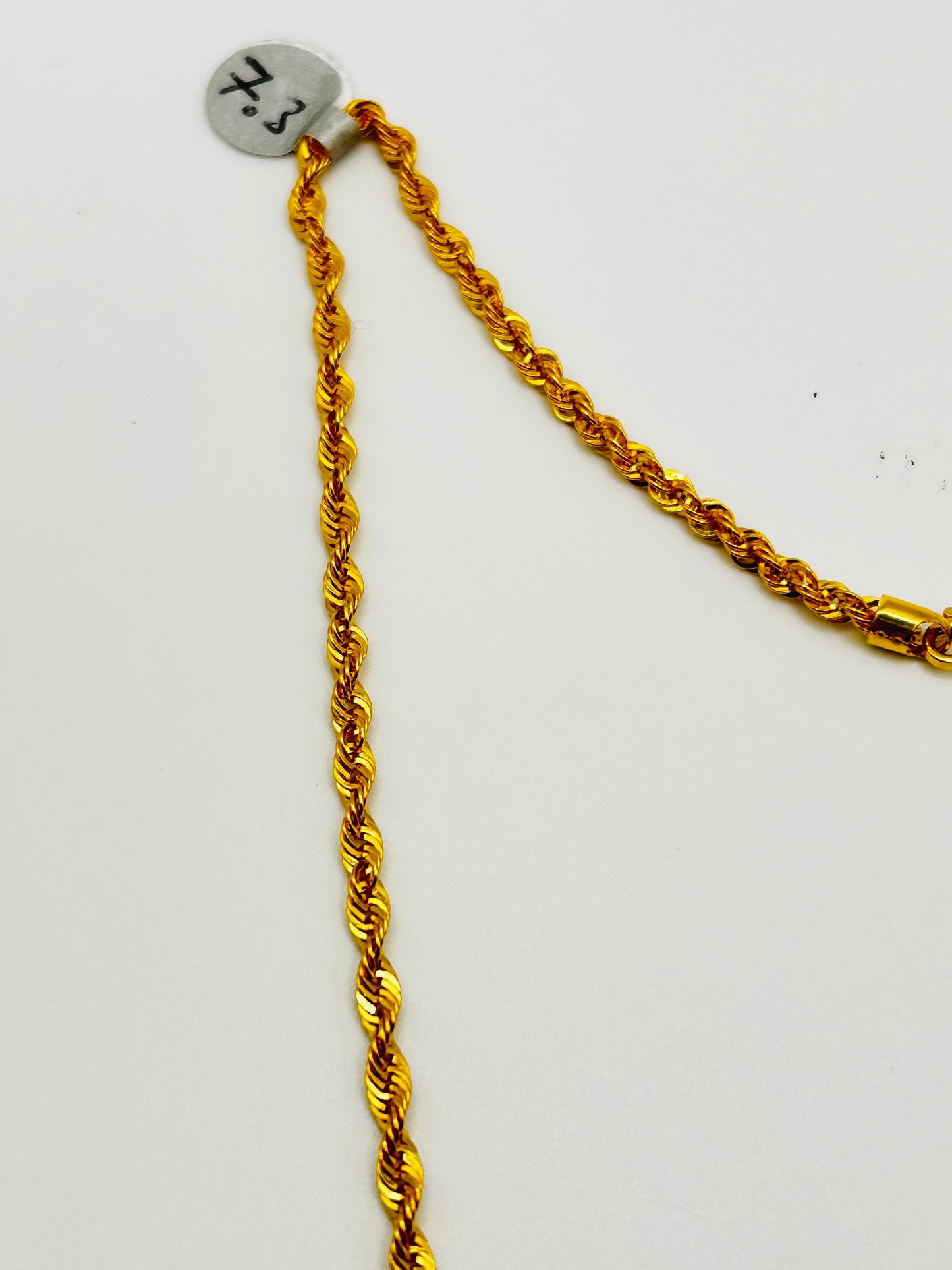 22ct Gold Hollow Rope Chain (7.3g, 20 Inches, Hallmarked)