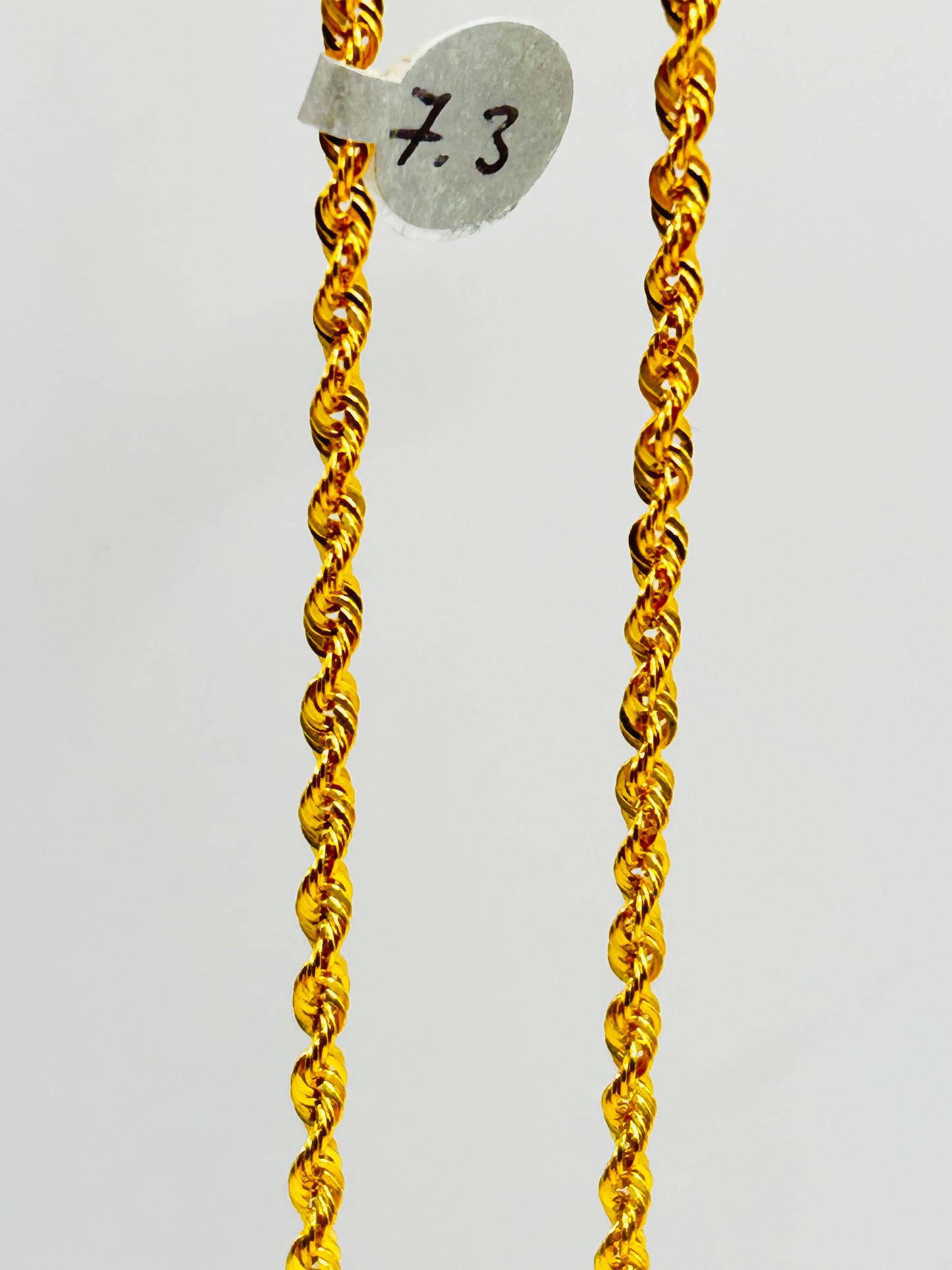 22ct Gold Hollow Rope Chain (7.3g, 20 Inches, Hallmarked)