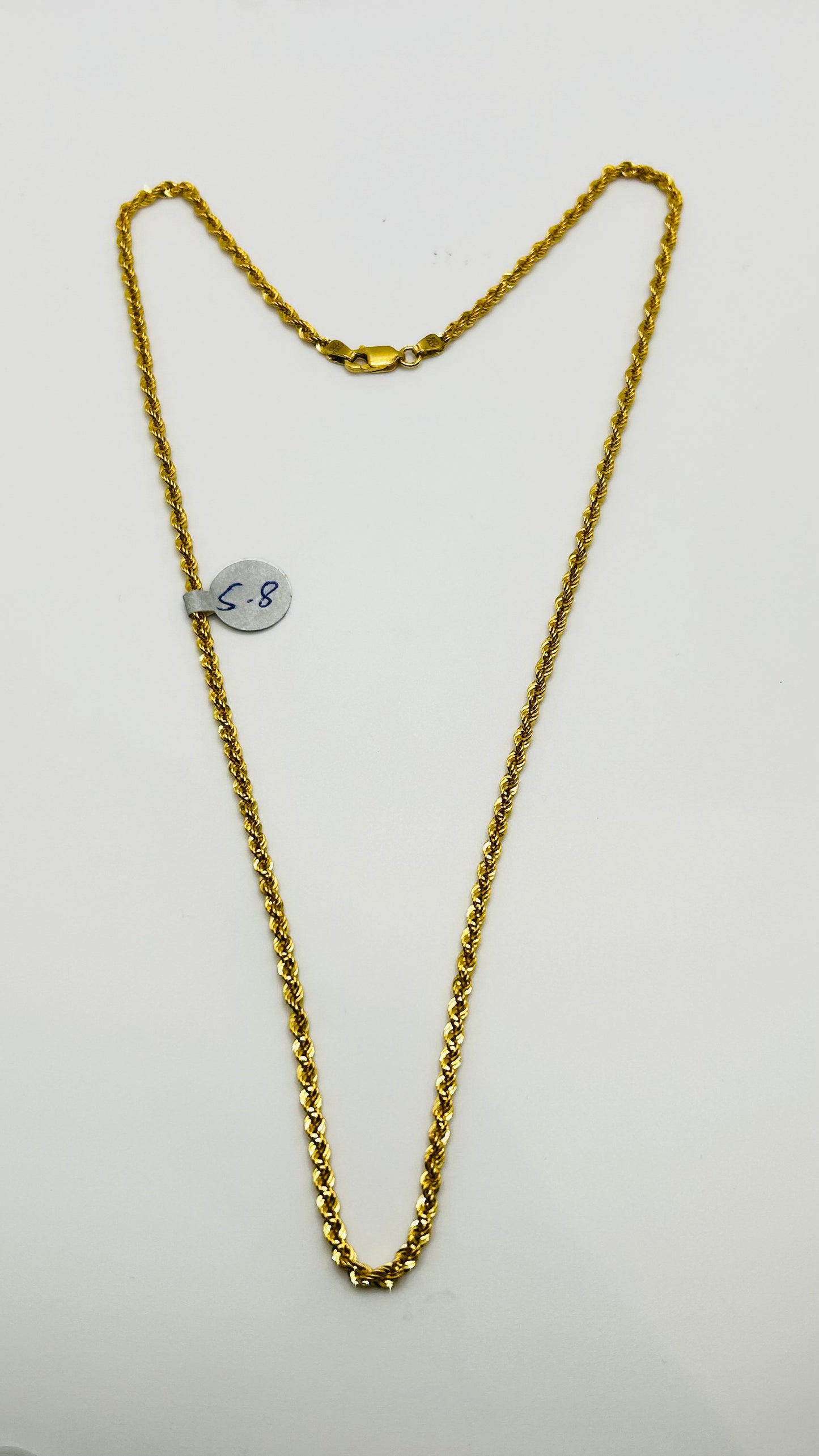22ct Gold Hollow Rope Chain (5.8g, 20 Inches, Hallmarked)