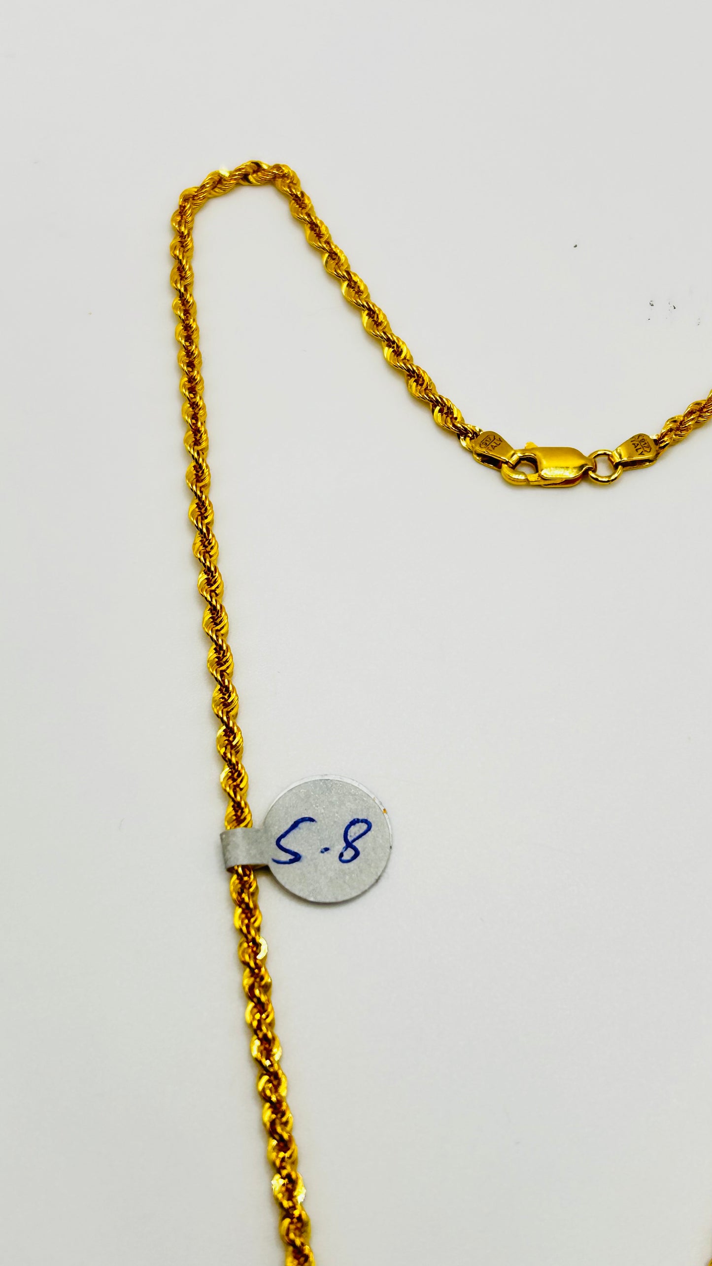 22ct Gold Hollow Rope Chain (5.8g, 20 Inches, Hallmarked)