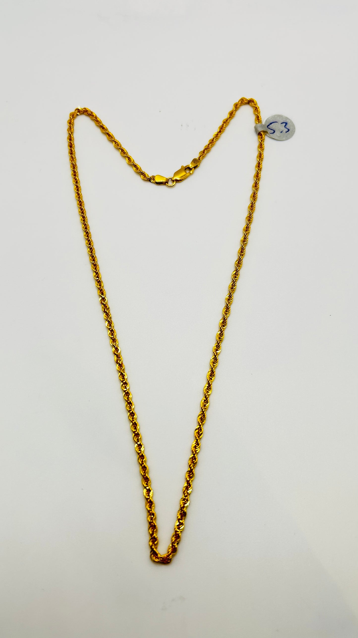 22ct Gold Hollow Rope Chain (5.3g, 18 Inches, Hallmarked)