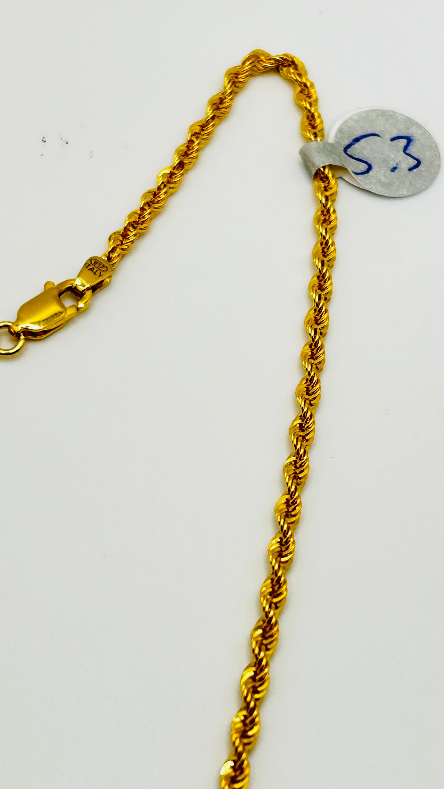 22ct Gold Hollow Rope Chain (5.3g, 18 Inches, Hallmarked)