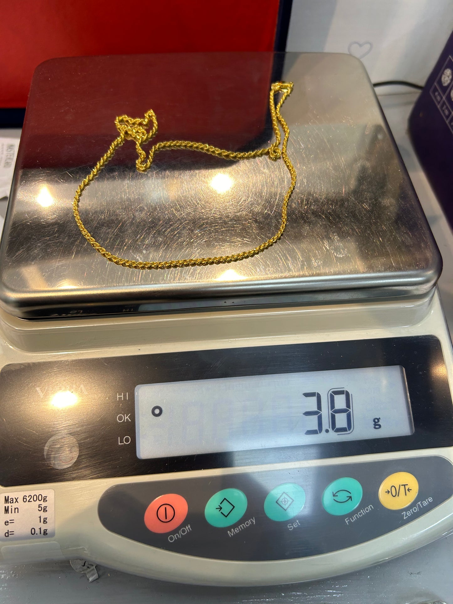 22ct Gold Rope Chain (Hollow) – 3.8g, 20 Inches, Hallmarked