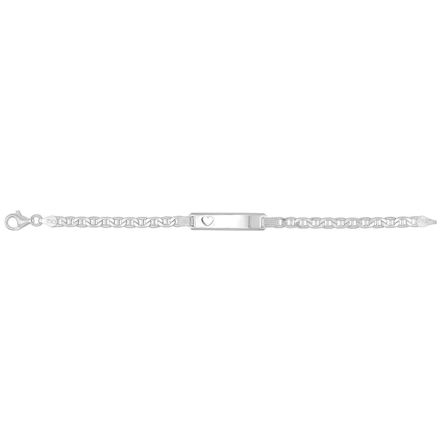 925 SILVER BABIES' ANCHOR CUT OUT HEART ID BRACELET