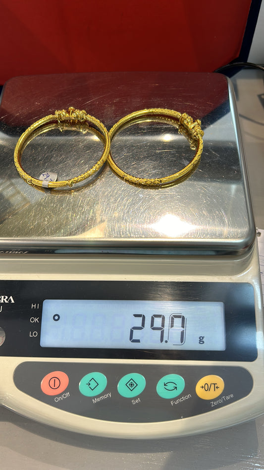 22 carat Pipe Gajra Screw Bangles 29.7 gram 2.4 size Hallmarked