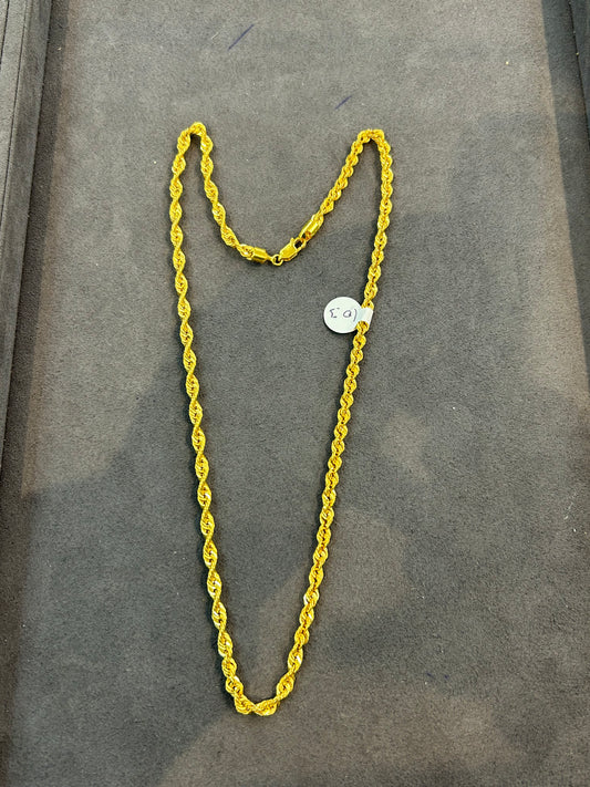 22ct gold hollow rope chain 10.3 gram 20 inch hallmarked