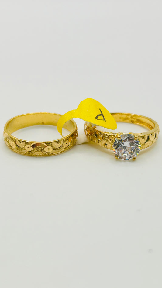 22ct Gold Ladies Double Set Ring – Size P (6.6g, Hallmarked)