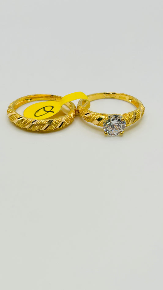 22ct Gold Ladies Double Set Ring – Size Q (6.6g, Hallmarked)