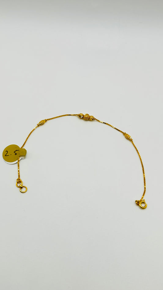 22ct Gold Ladies Bracelet – 2.5g – 7 Inch (Hallmarked)