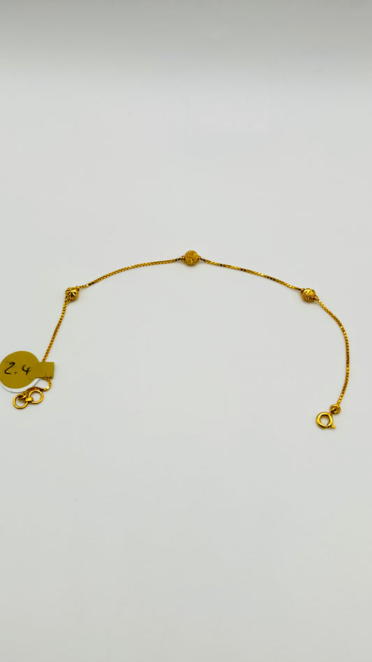 22ct Gold Ladies Bracelet – 2.4g – 7.5 Inch (Hallmarked)