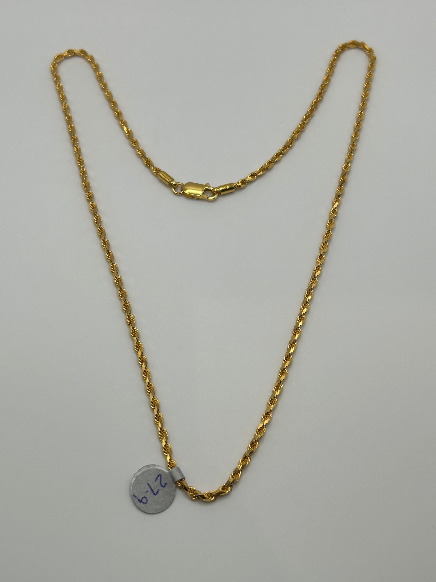 Luxurious 22ct Solid Gold Rope Chain - 27.9 grams, 23 Inches (Hallmarked)