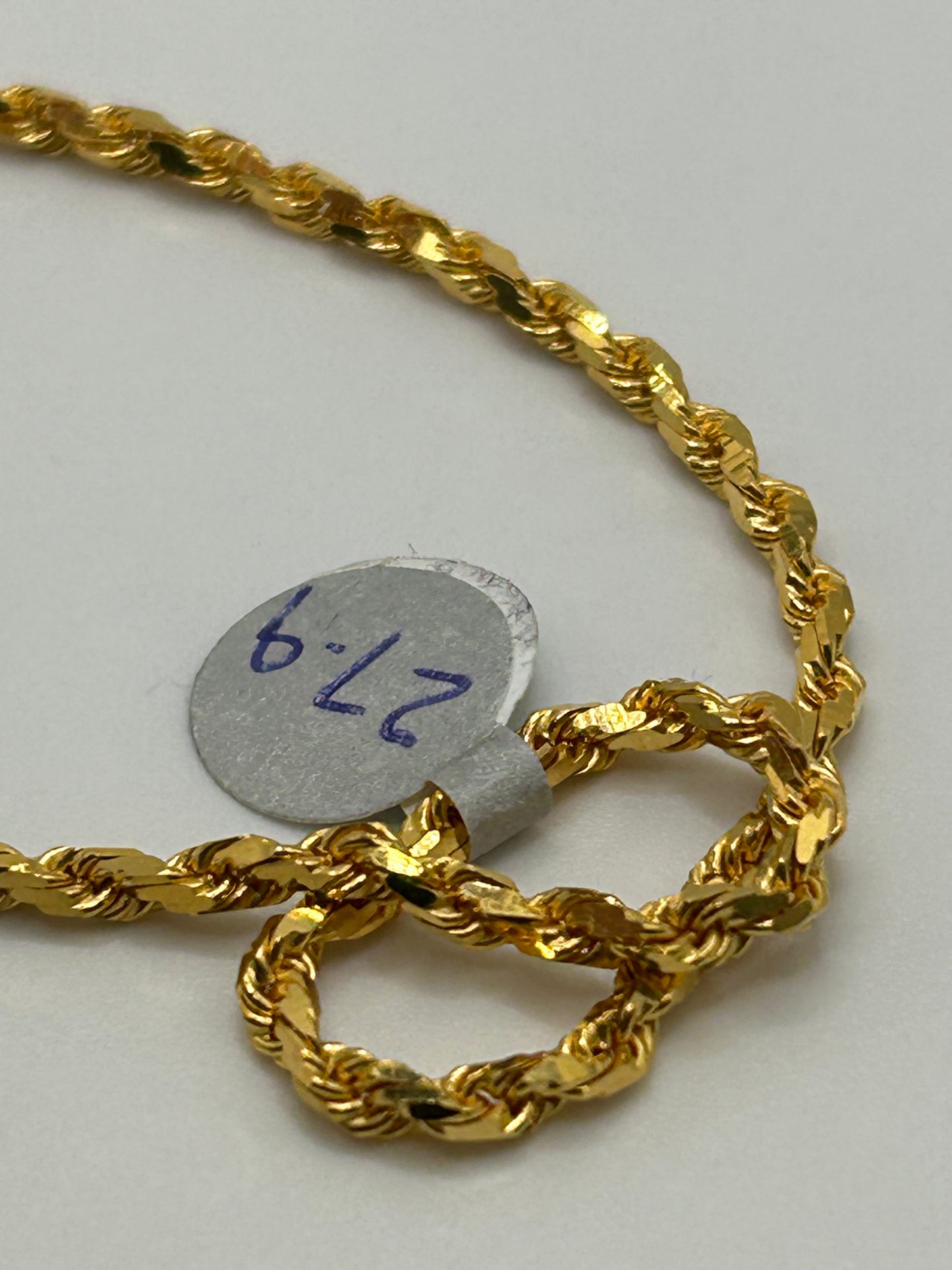 Luxurious 22ct Solid Gold Rope Chain - 27.9 grams, 23 Inches (Hallmarked)