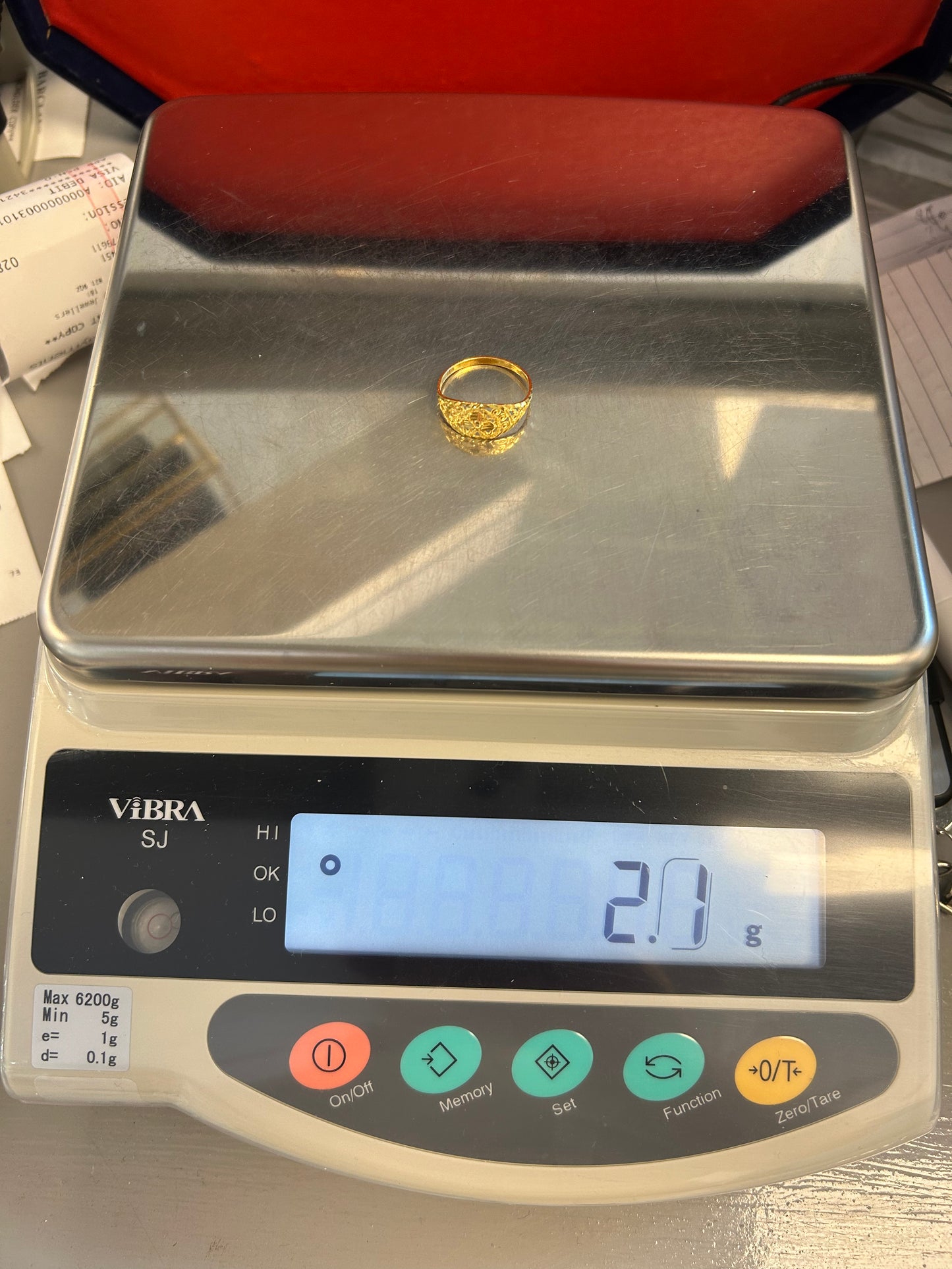 22ct Gold Ladies Ring Size P 1/2, Weight 2.1g Hallmarked