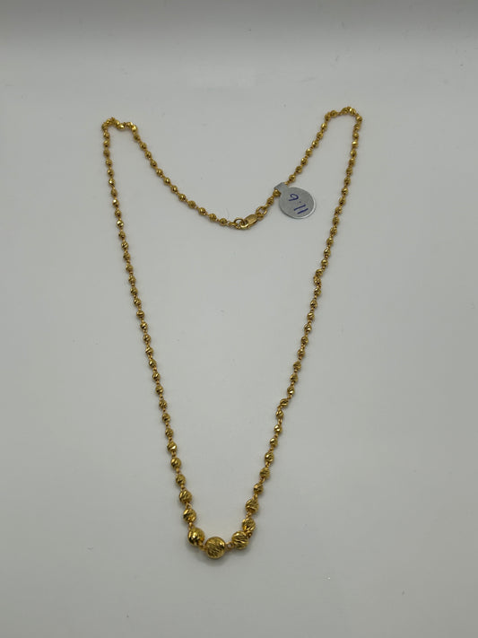 22ct Gold Mala Chain - 11.6 Grams, 20 Inches Hallmarked