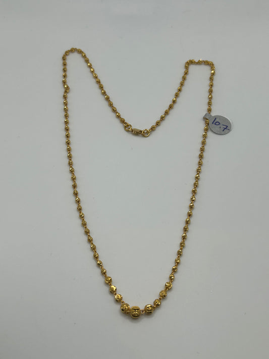 22ct Gold Mala Chain - 10.6 Grams, 20 Inches Hallmarked