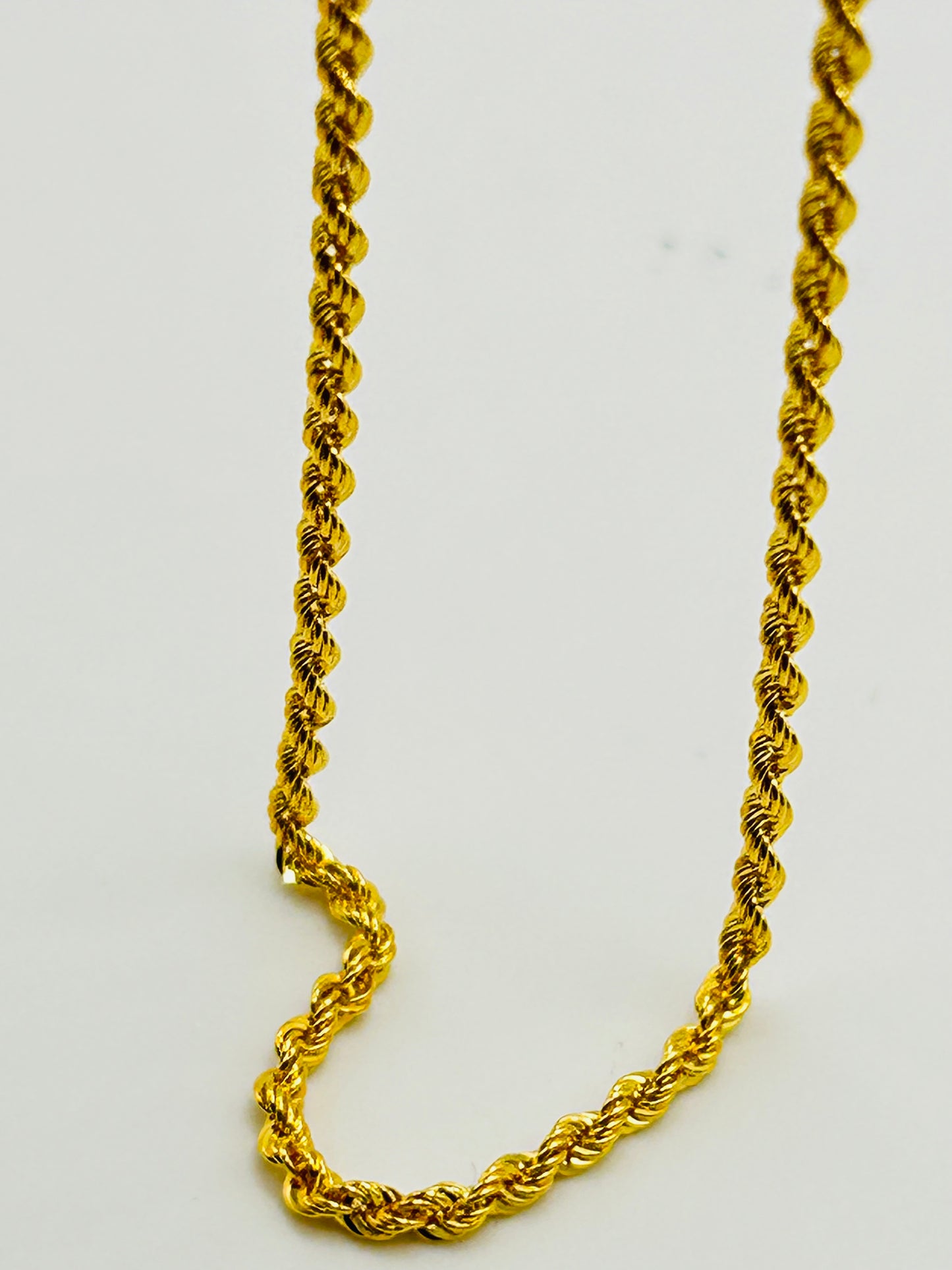 22ct Gold Rope Chain (Hollow) – 3.2g, 16 Inches, Hallmarked
