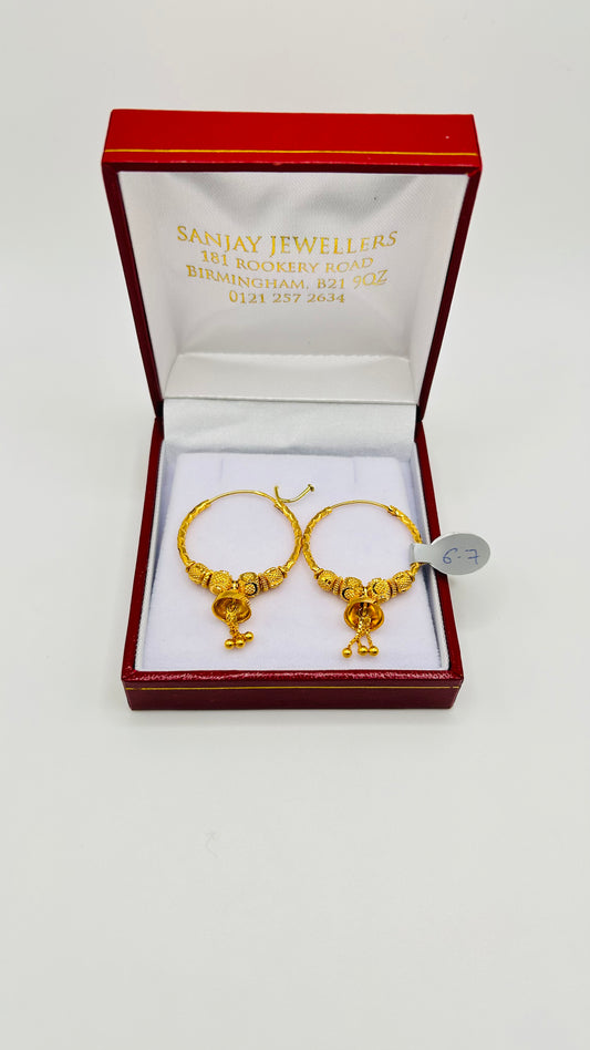 22ct Gold Earrings – 6.7g, Hallmarked