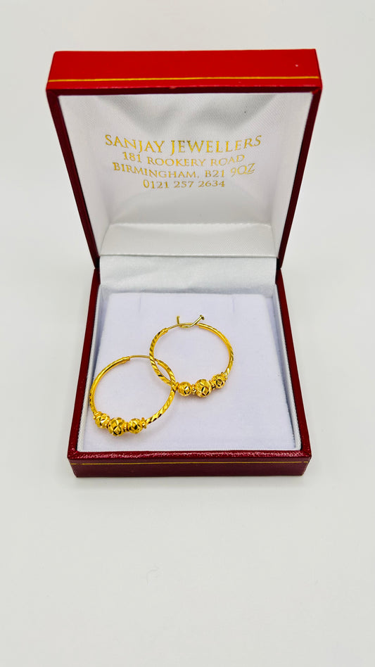 22ct Gold Earrings – 3.8g, Hallmarked