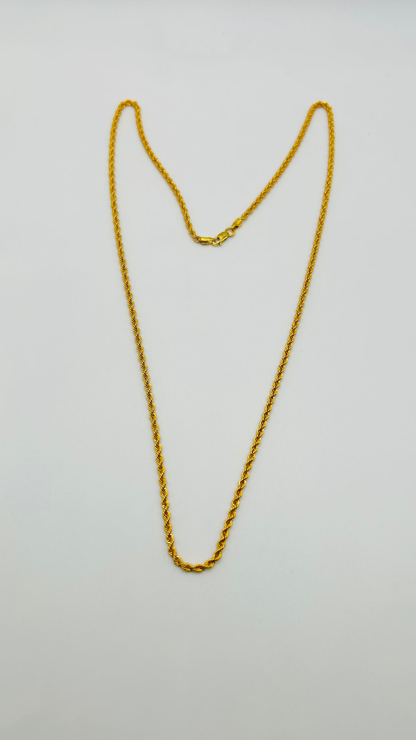 22ct Hollow Rope Chain – 20 Inch (3.5g, Hallmarked)