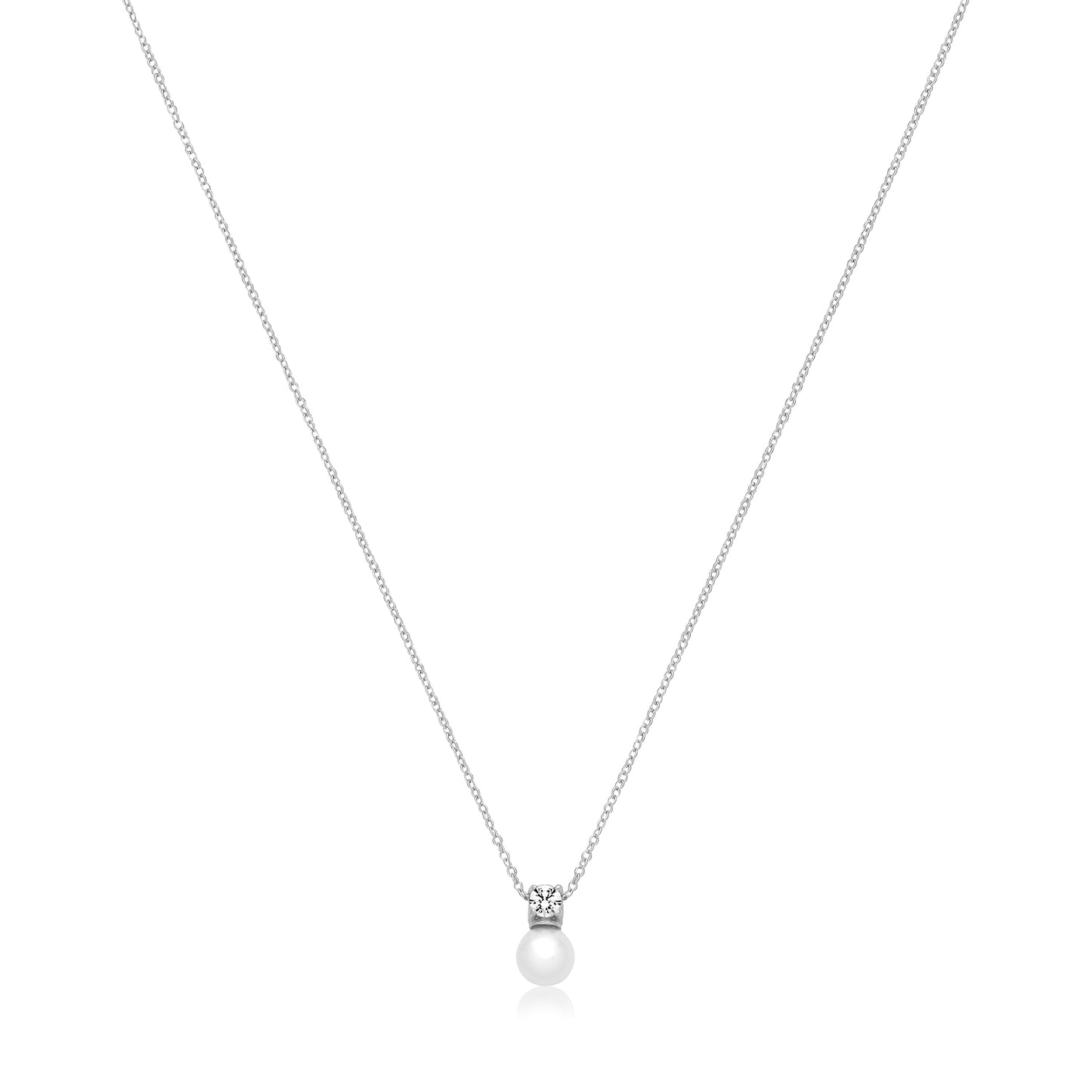 925 SILVER FRESH WATER PEARL/CZ NECKLET 6MM