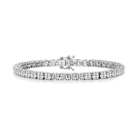 SILVER 4MM RND CLAW SET CZ LINE BRACELET TRIPLE PLATED (7 inch)