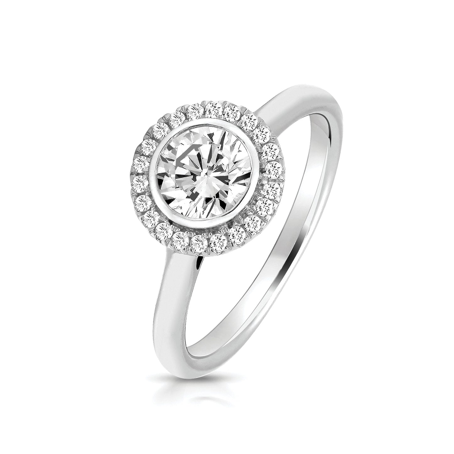 Silver (925) Halo Style Ring CZ Stones