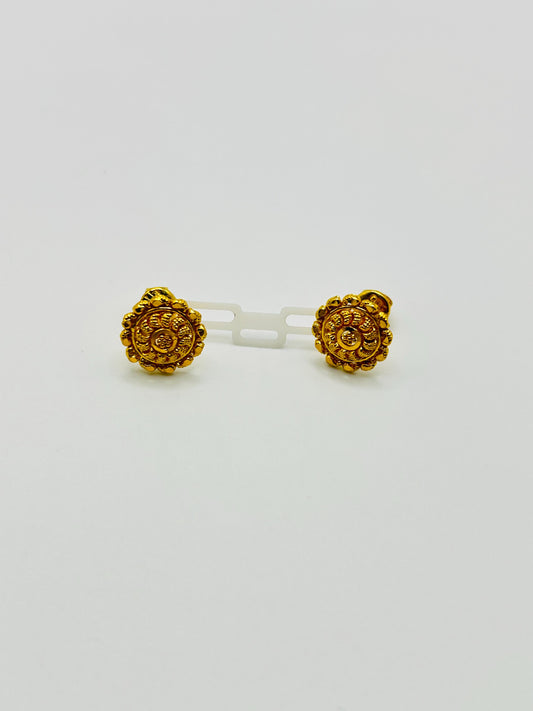 22ct Gold Ornate Floral Stud Earrings – 2.6g (Hallmarked)